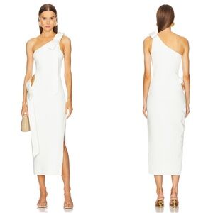 CULT GAIA Blenda One Shoulder Cutout Bow Detail Knit White Midi Dress Size M